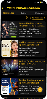 Casting Calls & Jobs mobile interface