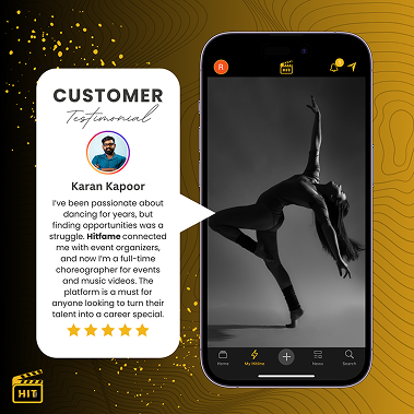 Karan Kapoor choreographer testimonial for HitFame platform
