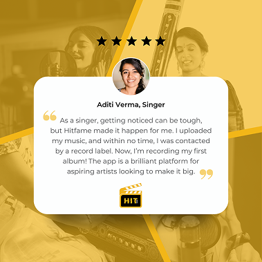 Aditi Verma singer testimonial for HitFame platform